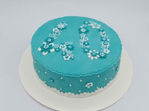 Fleuri turquoise et blanc